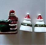  Σετ Χριστουγεννιάτικη αλατοπιπεριέρα και δοχείο για οδοντογλυφίδες