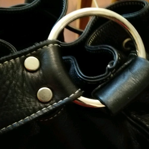 Leather shoulder bag like a pouch in like new condition, black