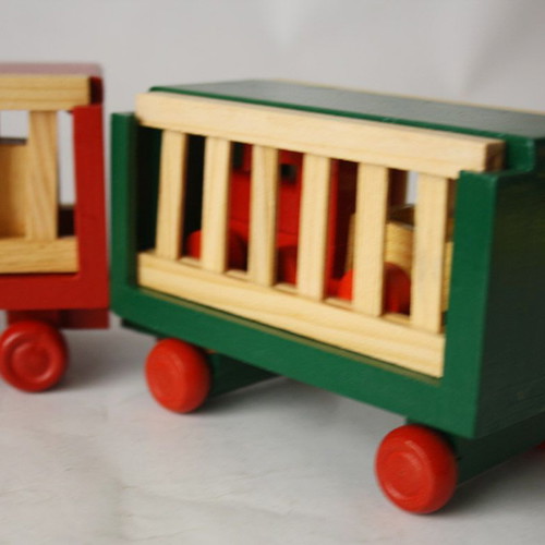 Wooden train with animal wagons Nilco 60cm vintage 90's new