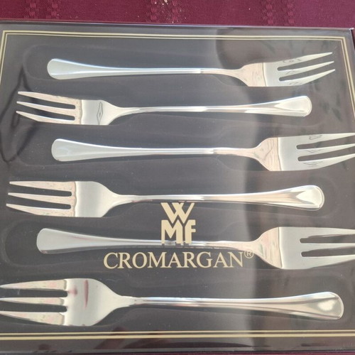 Vintage WMF Detmold Cromargan dessert fork set of 6, new