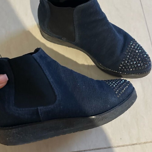 Shoes with glitter used, blue, size 38