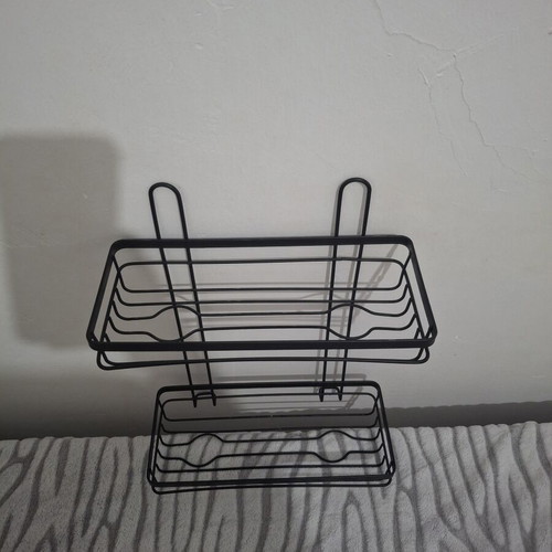 Metal two-tier bathroom shelf