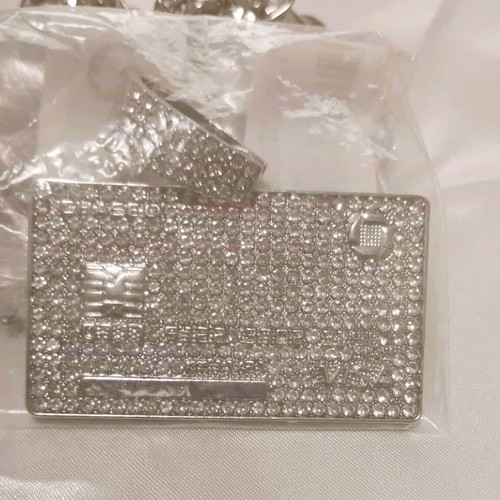 Bank Card Shape Pendant Necklace new, silver with zircon