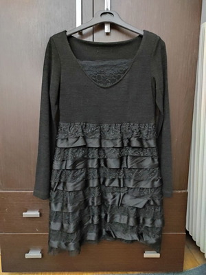 Black dress with lace and pleats used, size medium