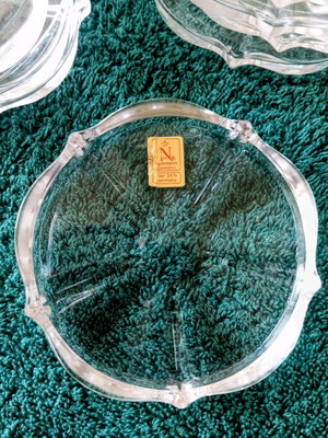 Nachtmann plates new, set of 8, 24% crystal with gift jar