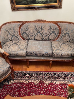 Σετ σαλονιού Μπαρόκ Louis XV Revival σαν καινούργιο, 3θέσιος καναπές, 2 πολυθρόνες & τραπεζάκι