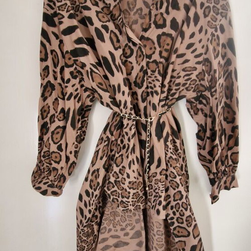 Women's leopard print shirt oversize, like new, black and brown