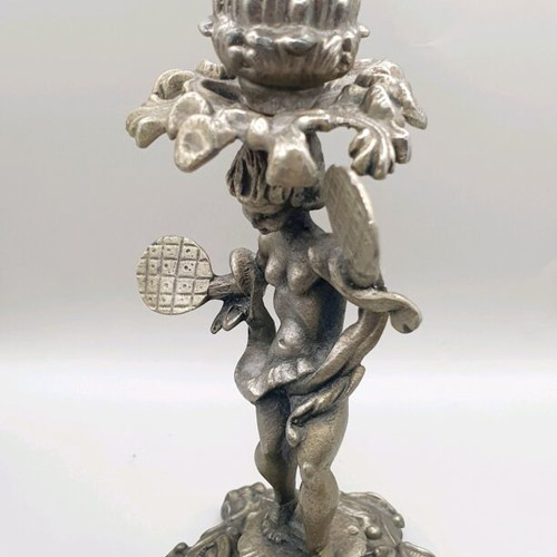 Silver-plated candlestick used, 17cm