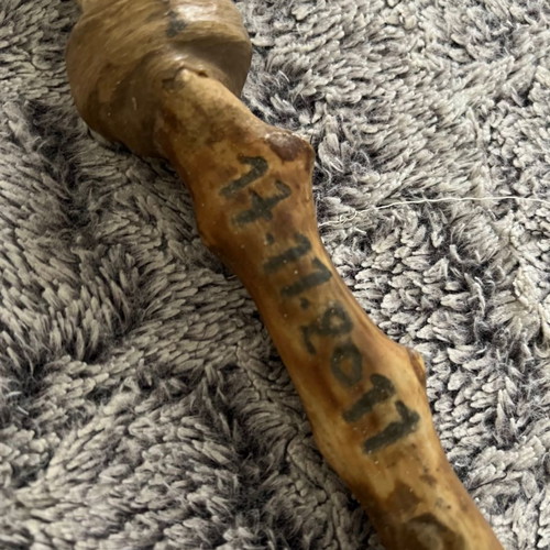 Handmade rustic walking stick used 92 cm with engraved year 2011