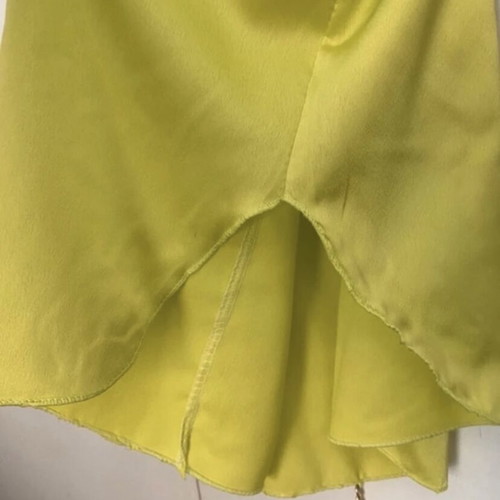 Lime satin short dress new with feathers and chain belt