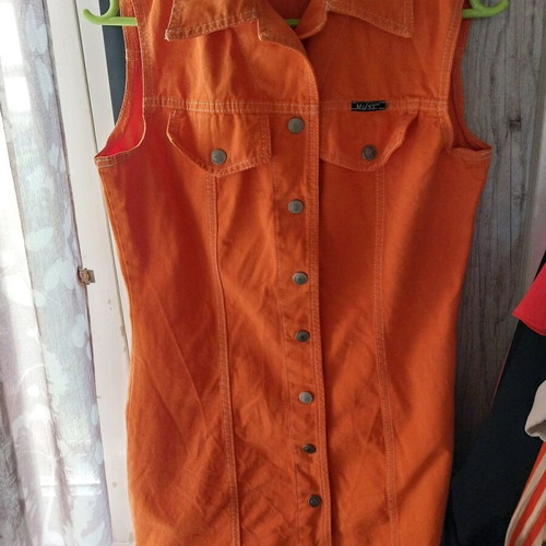 Denim dress like new, orange, for girls aged 10-14