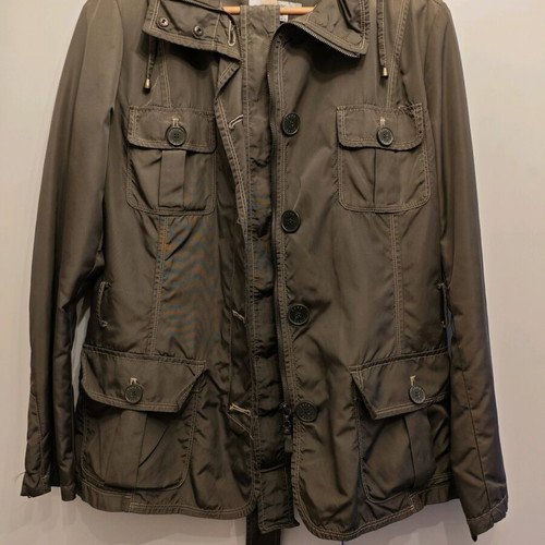 Zara windbreaker jacket used, green, with belt