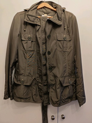Zara windbreaker jacket used, green, with belt