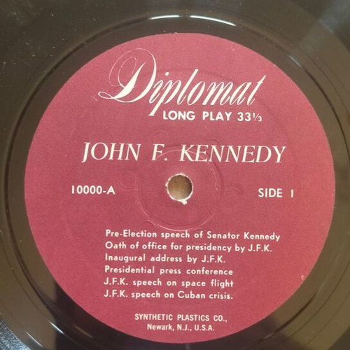 Rare LP record Kennedy speeches used