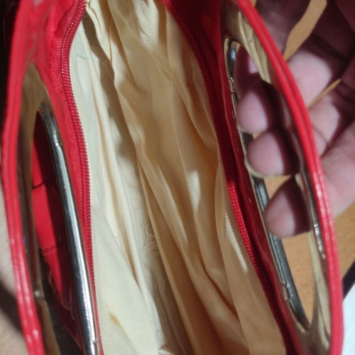 Red handbag made of leatherette, like new