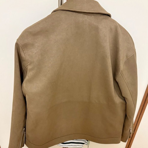 Zara faux suede biker jacket, green, new