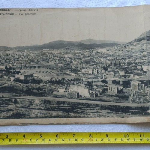 Large photo used on cardboard, general view of Athens around 1900