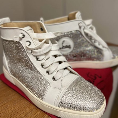 Christian Louboutin ankle boots used with Swarovski crystals white