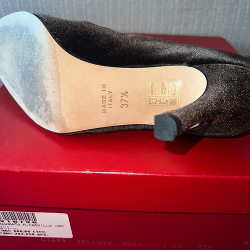 Renne Caovilla boots size 37.5 like new, dark brown velvet, 9 cm heel