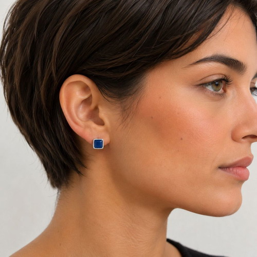 Handmade Gianniotika Earrings Silver 925 and Lapis Lazuli new