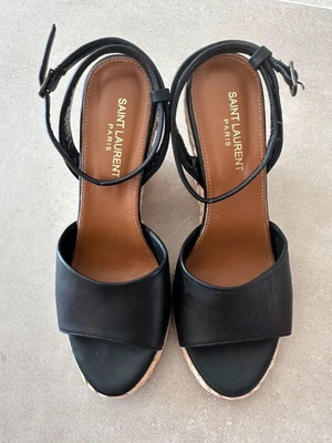 YSL espadrille platform sandals, black, size 38