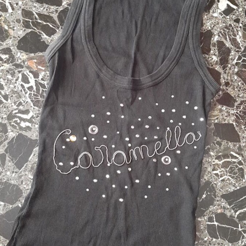 Caramella ribbed sleeveless elastic top used, black