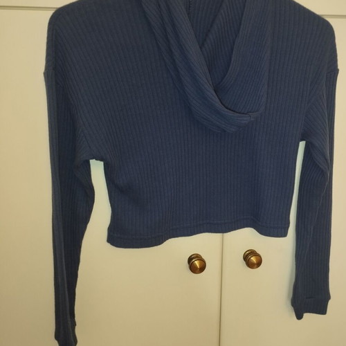 Rib tracksuit set like new, blue, size 14 with crop top and wide pants