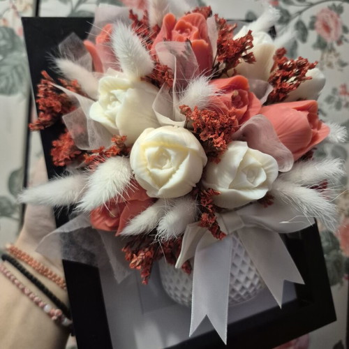 Flower candle bouquet in frame new