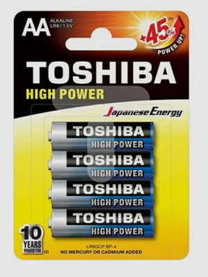 Toshiba High Power AA Alkaline Batteries New, 2 Packs of 4