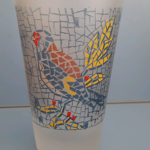 Collectible Loumidis Parrot Water Glass new with P. Samiou painting