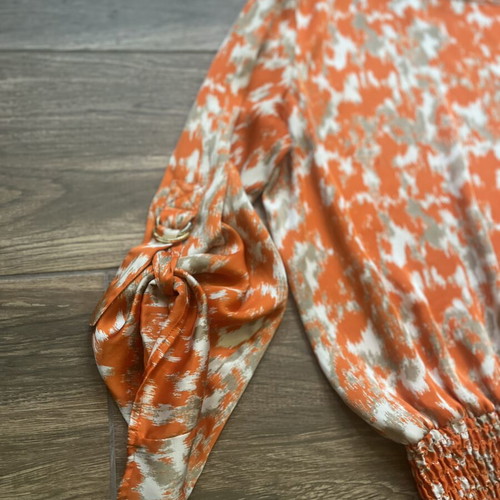 Michael Kors blouse size S like new, beige and orange graphic print