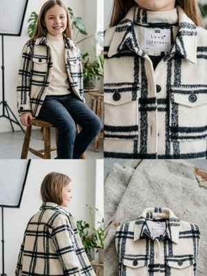 F&F Girls' Checked Shacket Love Outerwear Size 8-9 Years Like New