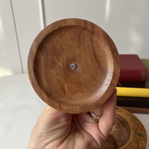 Vintage wooden fondant bowl with brass details, like new
