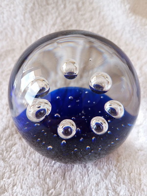 Murano glass ball new, blue, ideal for desks