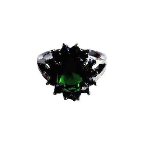 Ring with emerald and black rhodium plating new