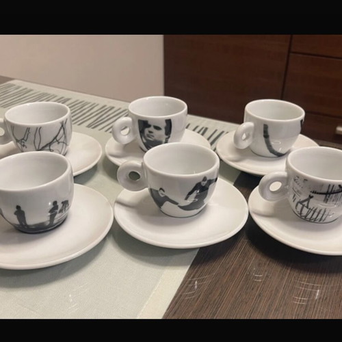 Illy espresso cups unused vintage set of 6 from 1997 by Mario Giacomelli
