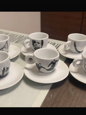 Illy espresso cups unused vintage set of 6 from 1997 by Mario Giacomelli