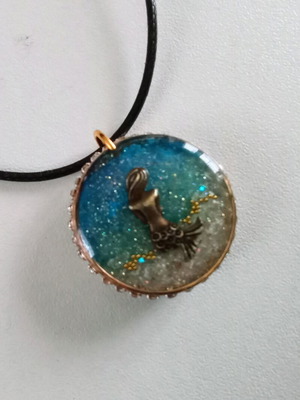 Handmade Mermaid Necklace 2in1 new, blue and gold