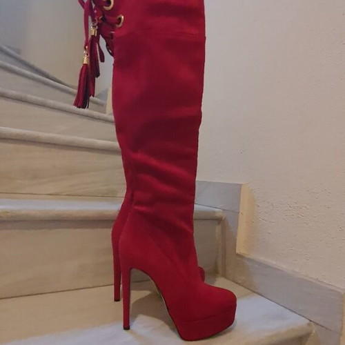 Makis Fardoulis tall boots new, wine red size 36