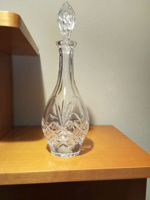 Bohemian crystal carafe like new with engraved designs