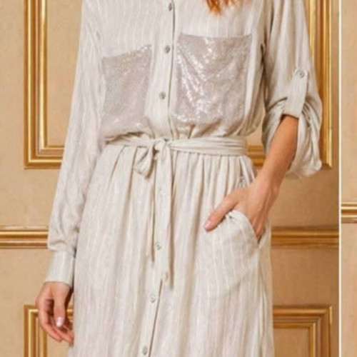 Access caftan dress new, white with silver thread, size S