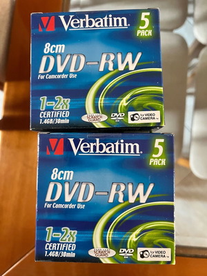 Мини DVD-RW 1.4GB нови, общо 73 броя, Philips & Verbatim