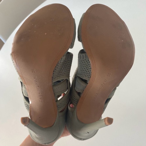 Zara fabric sandals used, size 38, khaki