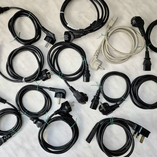 Power Cables used, pack of 12 with EU and UK plugs
