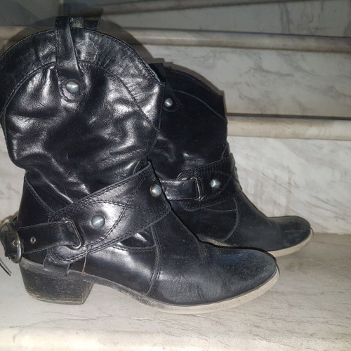 Leather boots used, black, size 36