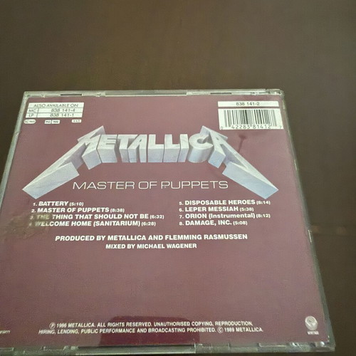 Metallica Master of Puppets CD, metal