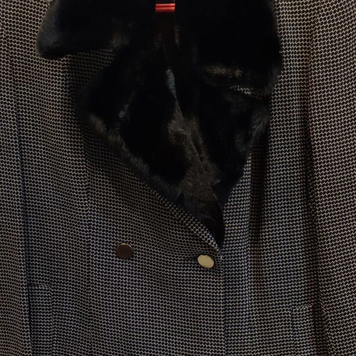 FIDELE jacket with fur like new, black and brown