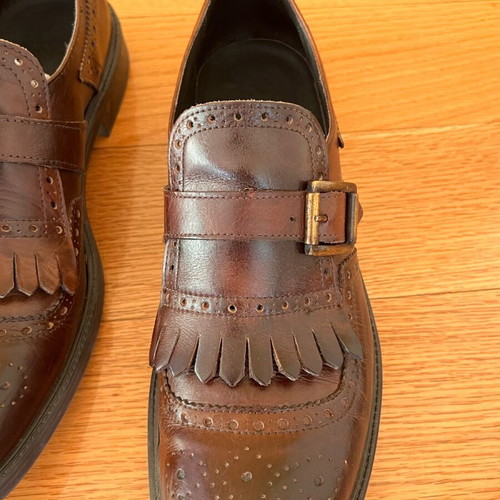 Single monk leather loafers like new, brown, size 44