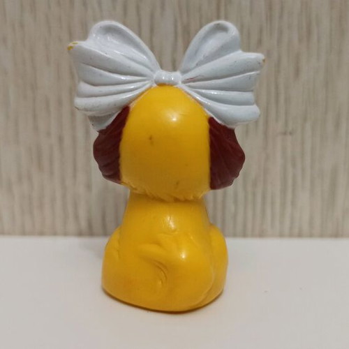 Vintage Bonnie Big Bow Mini Toy Dog Silverlit 1991 used, puppy with bow and table with umbrella