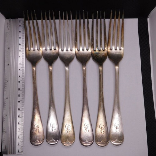 Walker & Hall Sheffield silver plated forks set of 6 with monogram